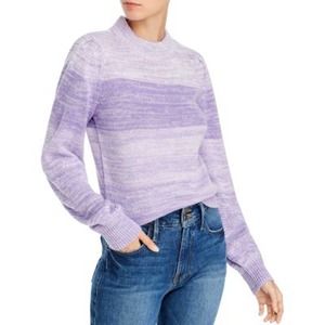 New $78 AQUA Women's Sweater MEDIUM Lavender Purple Stripes Boho Knit Crew Neck